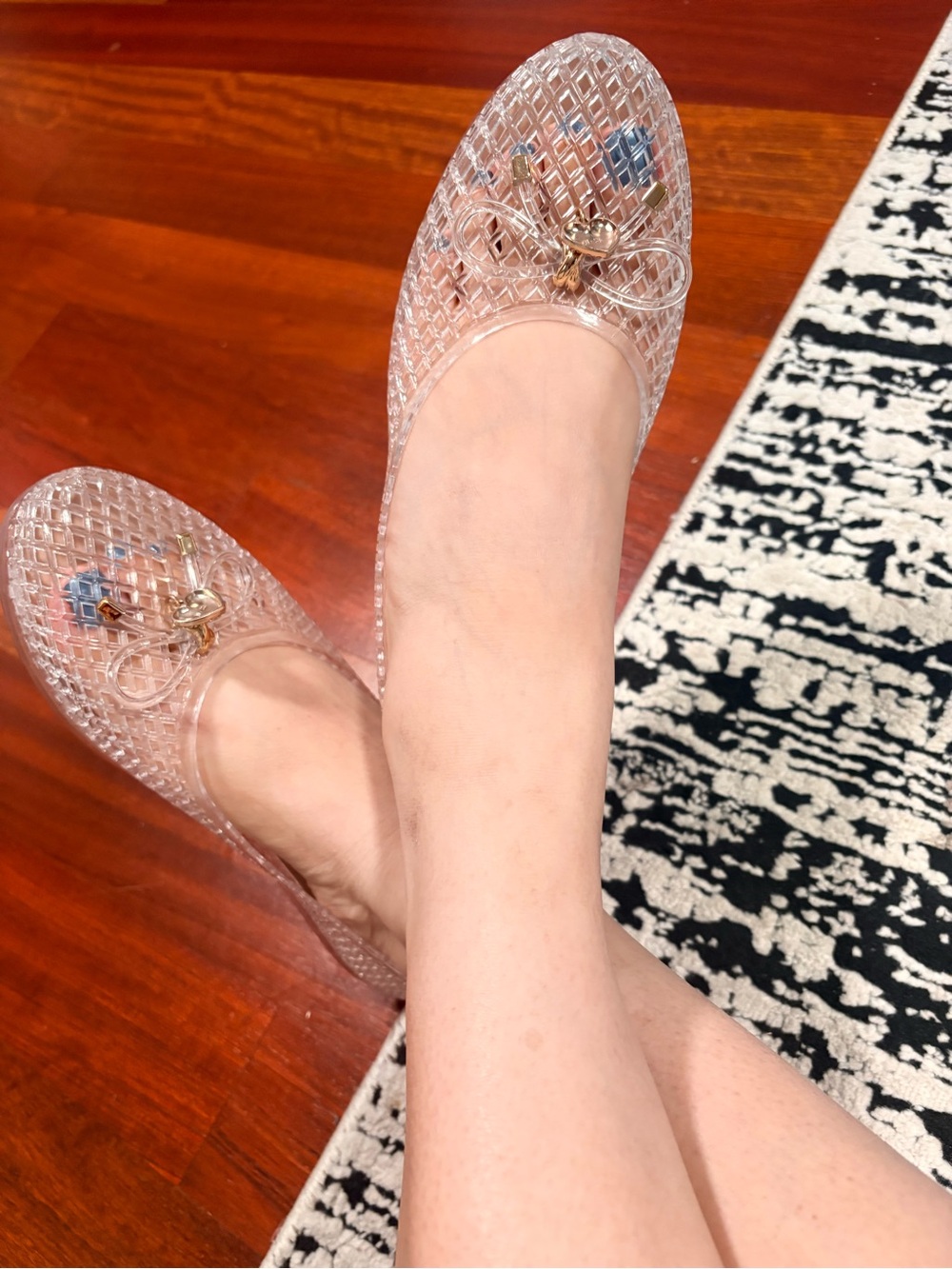 Clear Jelly Ballet Flats with Bow Accent - Women